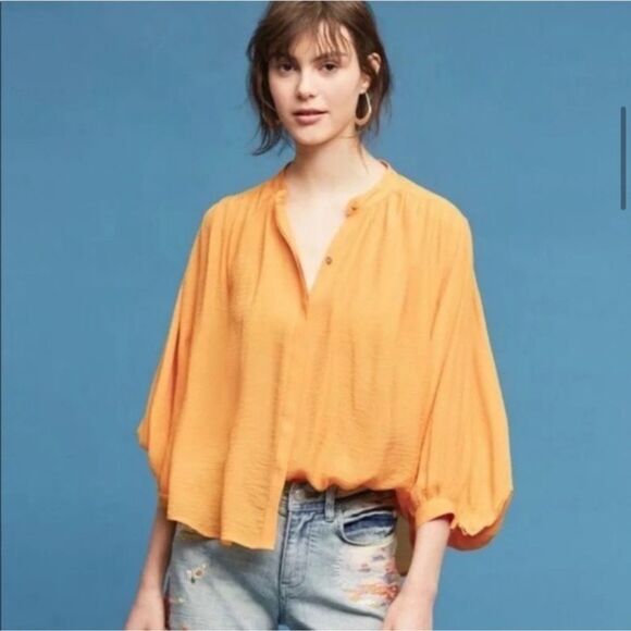 ANTHROPOLOGIE MAEVE Brenna Blouse Dandelion Yellow Women’s Size XS - Picture 2 of 10